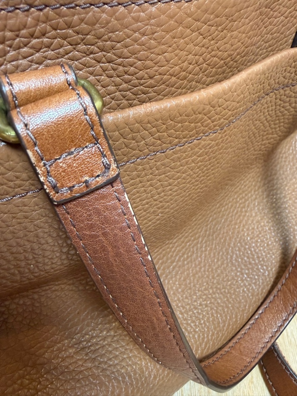 Fossil Kinley Satchel with crossbody strap Cognac Brown Pebbled Leather - Picture 12 of 16